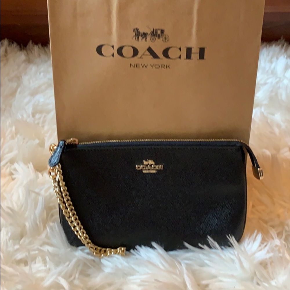 Classic Black Coach Clutch/Wristlet